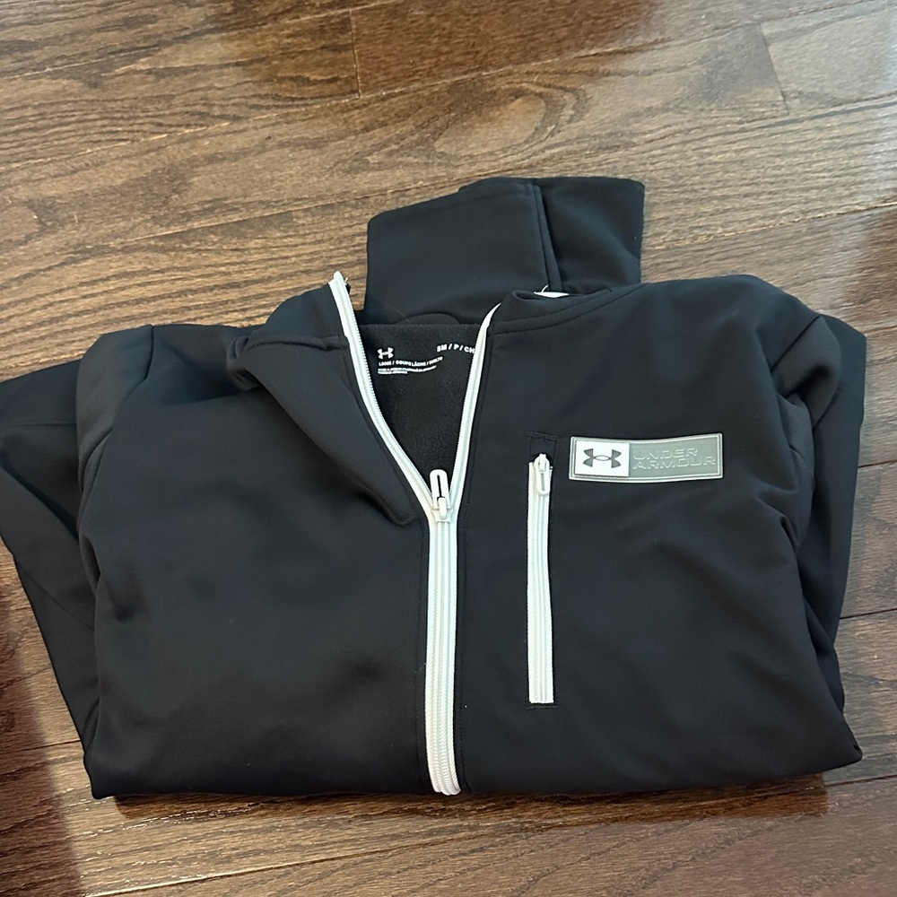 Under Armour Black running fleece lined Jacket with White Accents